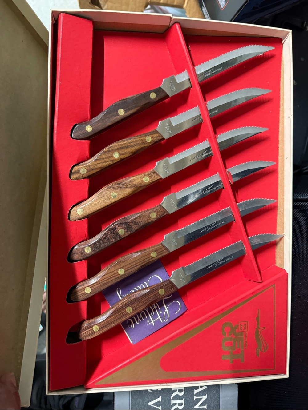 Classic Wood-Handle Serrated Steak Knife Set - Brown Wood